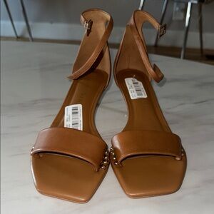 Gianni Bini Tan Sandals with Strappy Design and Stiletto Heel